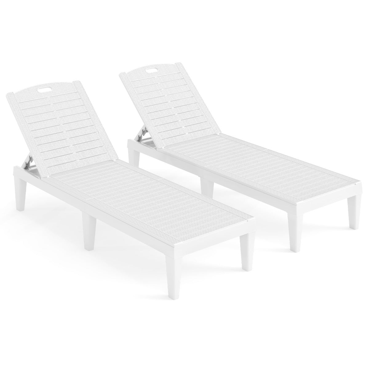 LIVSK Set van 2 Ligstoelen - Verstelbare Rugleuning - Weerbestendig PP-materiaal - Eenvoudige Montage - Tot 160 kg - Wit