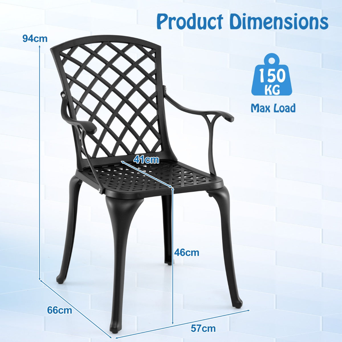 LIVSK Set van 2 Terrasstoelen - Ergonomisch Ontwerp - Ademend Mesh - Verstelbare Voetsteunen - Draagvermogen 150 kg - Zwart