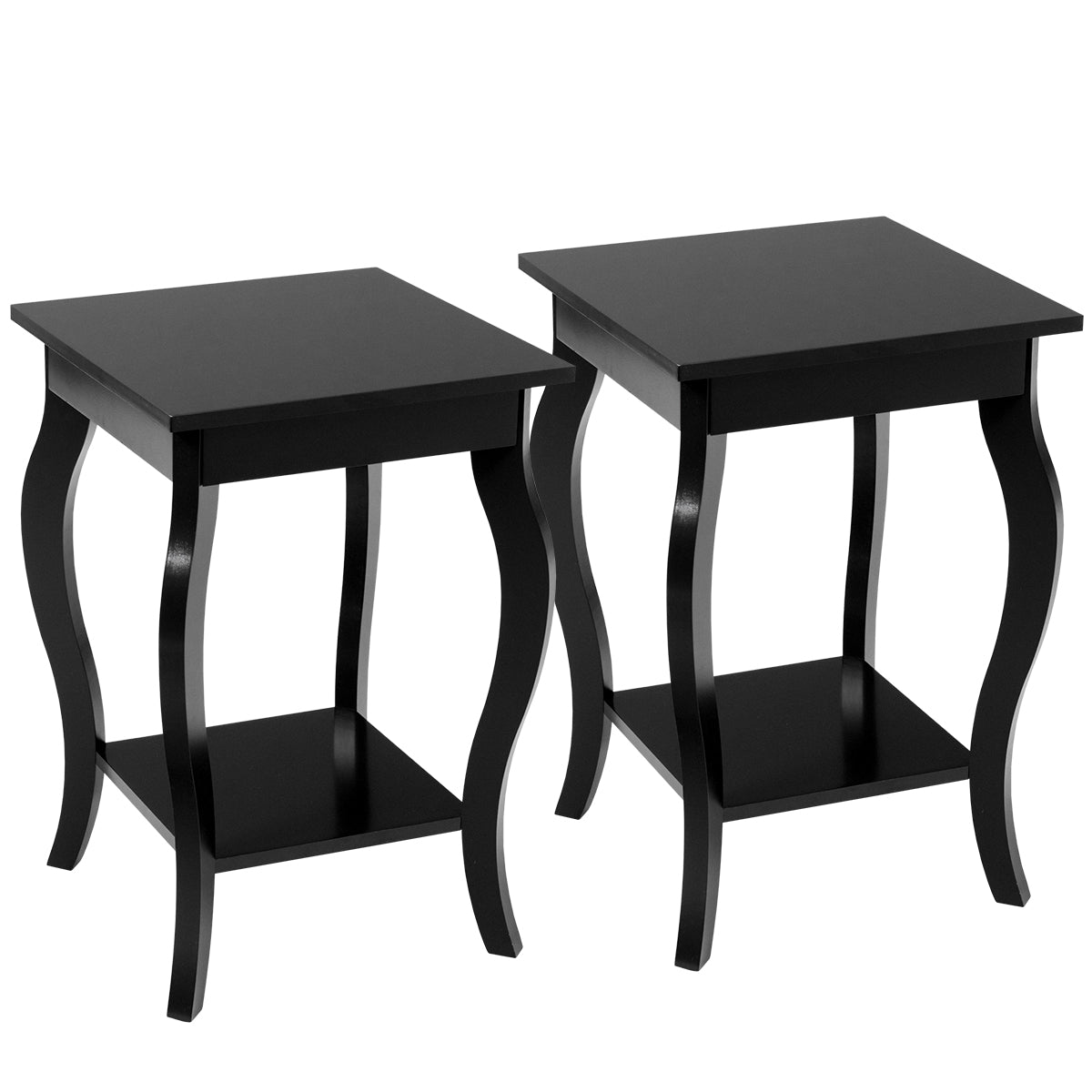LIVSK Set van 2 Bijzettafels - 2-laags Ontwerp - Robuuste Stabiliteit - Eenvoudig Onderhoud - 40 x 40 x 60 cm - Zwart