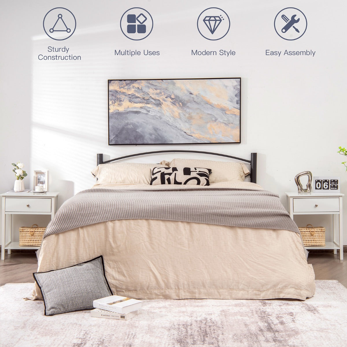 LIVSK Nachtkastjes Set van 2 - Uittrekbare Lade en Open Plank - Compact en Modern - Hoogwaardig MDF - Wit