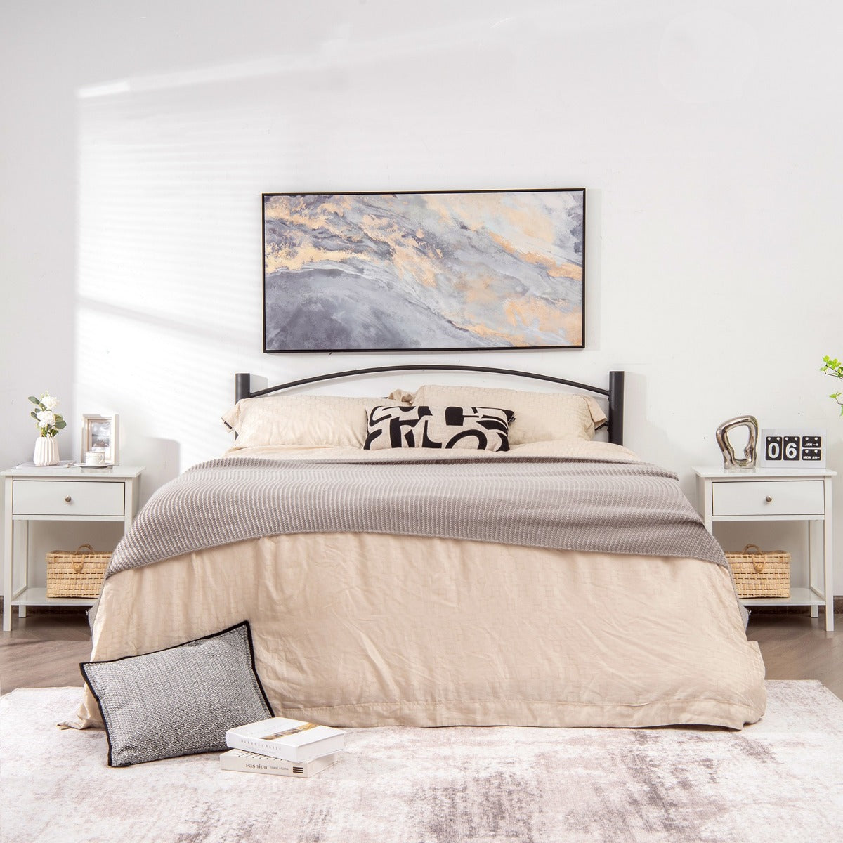 LIVSK Nachtkastjes Set van 2 - Uittrekbare Lade en Open Plank - Compact en Modern - Hoogwaardig MDF - Wit