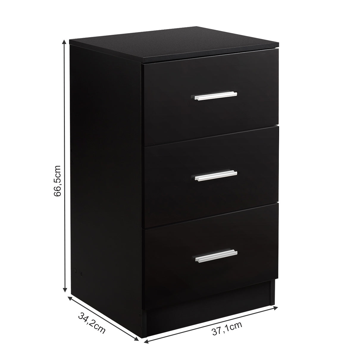 LIVSK 3-laden Archiefkast - Ruimtebesparend en Organiserend - Metalen Constructie - Draagvermogen tot 55 kg - Zwart