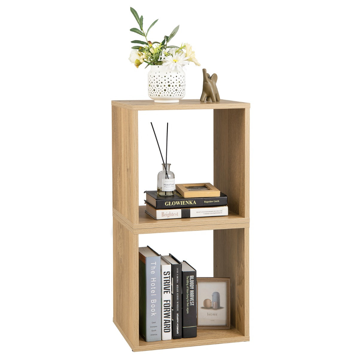 LIVSK modulaire kubuskast met 2 stapelbare opbergkubussen - Duurzaam hout - Anti-kantelbeveiliging - Voor boeken en decoratie -