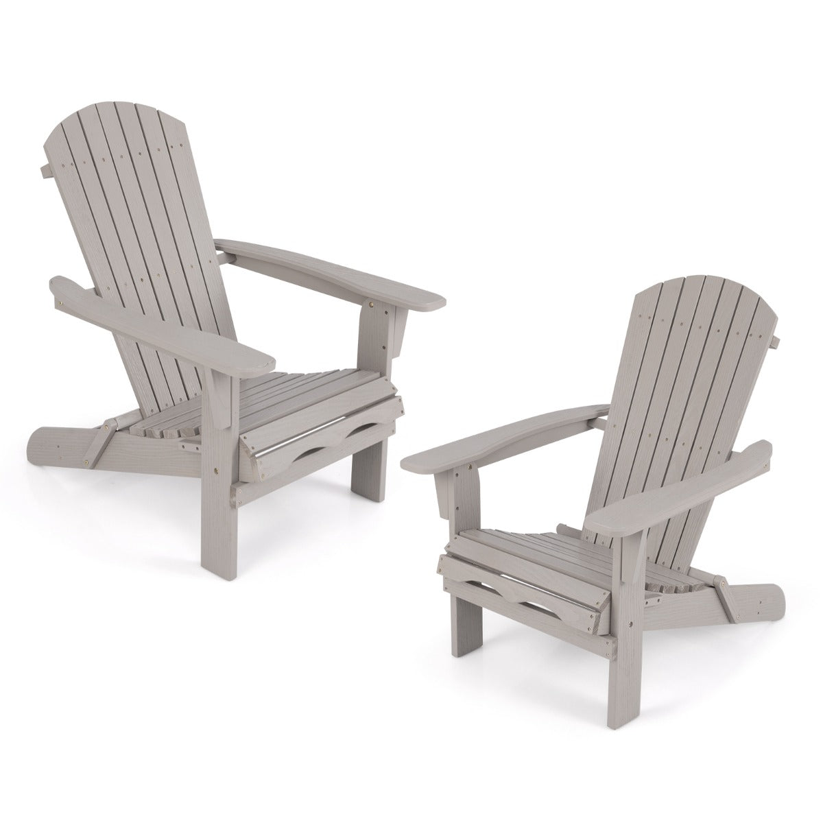 LIVSK Adirondack-stoelen - Hoogwaardig Dennenhout - Ergonomisch Ontwerp - Inklapbaar - Draagvermogen 180 kg - Grijs