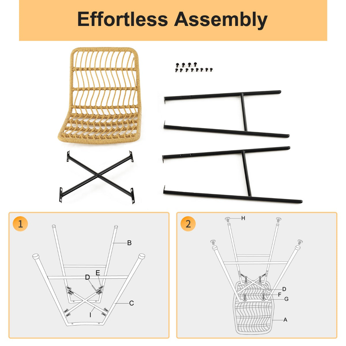 LIVSK Rotan Barkrukken Set van 2 - Ergonomisch Ontwerp - Zithoogte 69 cm - Tot 120 kg - Voor Binnen en Buiten - Natuur en zwart
