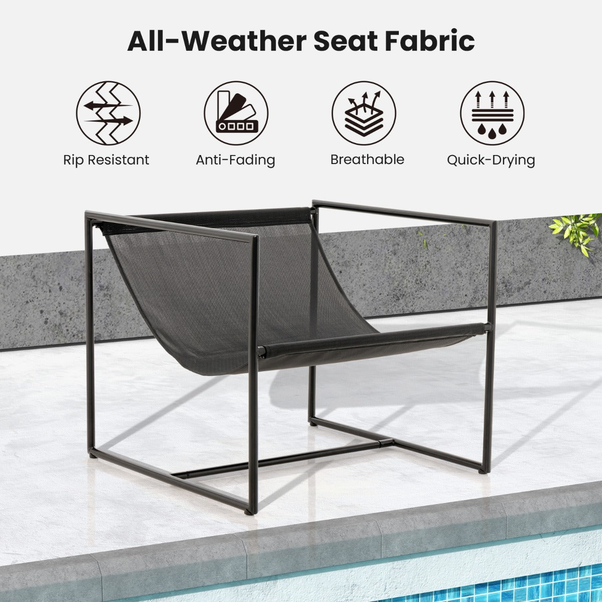 LIVSK Ergonomische Vrijetijdsstoelen Set van 2 - Uniek Slingontwerp - Scheurvast en Ademend - Comfortabele Kussens - Zwart/Navy