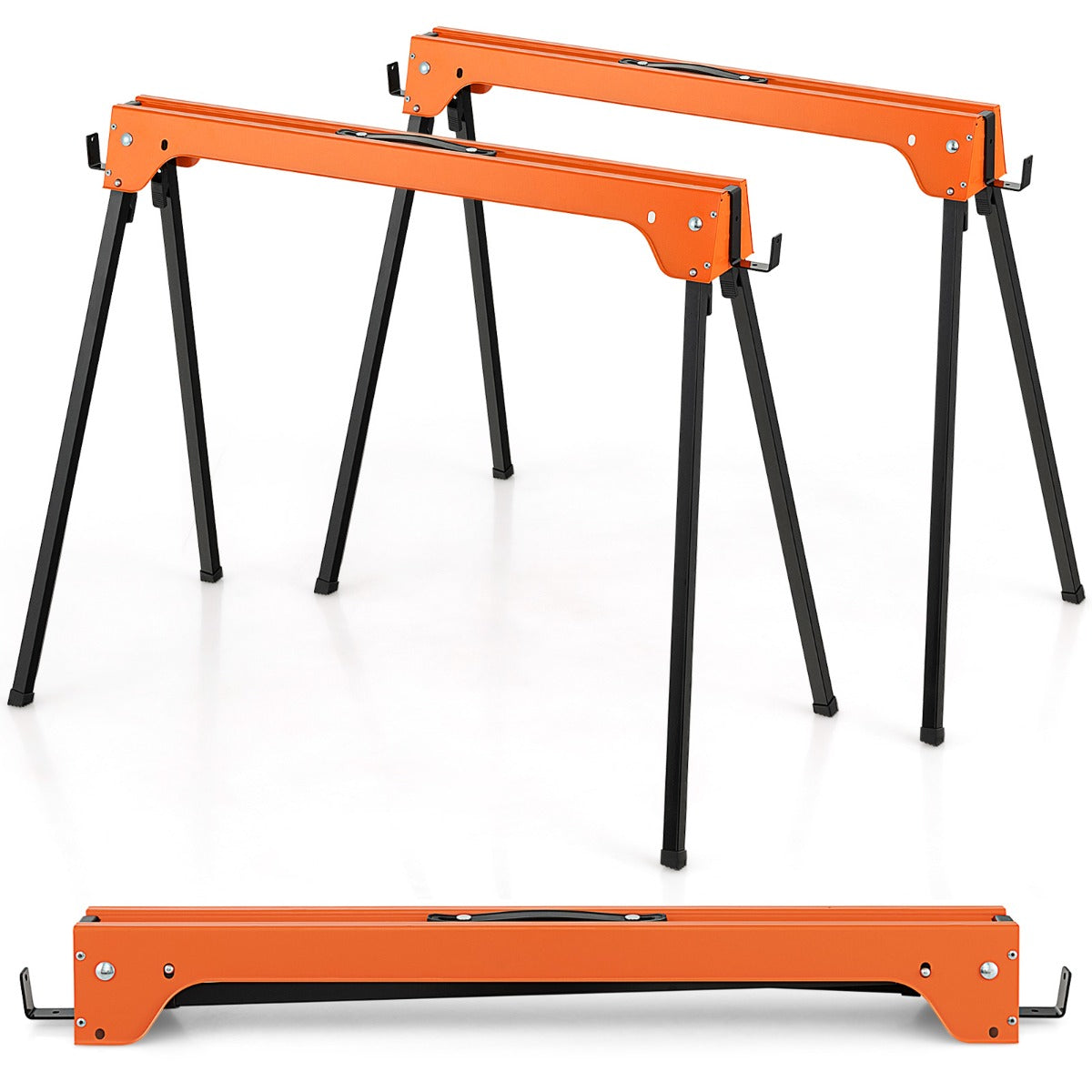 LIVSK Zaagbokken - 600 kg Draagvermogen - Inklapbaar - Antislip Voetkussens - Afneembare Steunarmen - Oranje