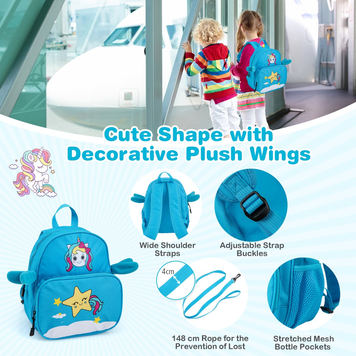 LIVSK Kinderkofferset - 47 cm Koffer en 30 cm Rugzak - Multifunctioneel en Verstelbaar - Duurzaam en Ergonomisch - Blauw