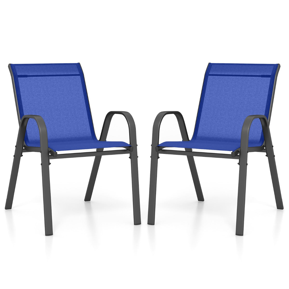 LIVSK Terrasstoelenset - Ergonomische Rugleuning - Voorgevormde Armleuningen - Duurzame Stof - Stapelbaar - Tot 150 kg -