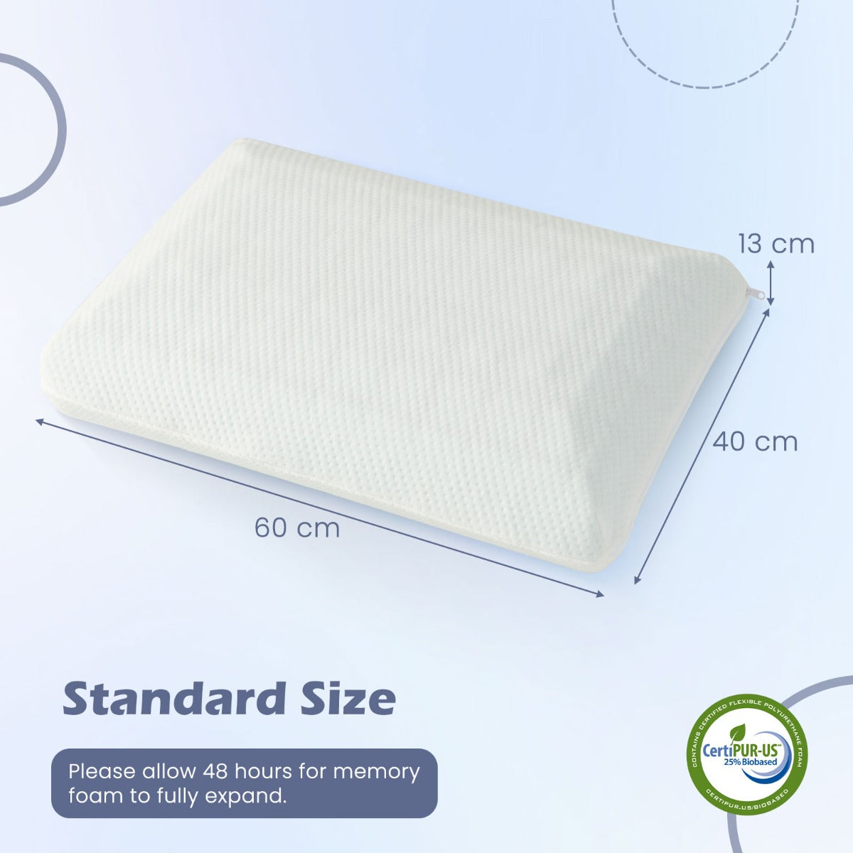 LIVSK 3D-gesneden Traagschuim Hoofdkussen - Actieve Kool voor Optimale Luchtstroom - Afneembare Kussensloop - 60 x 40 x 13 cm -