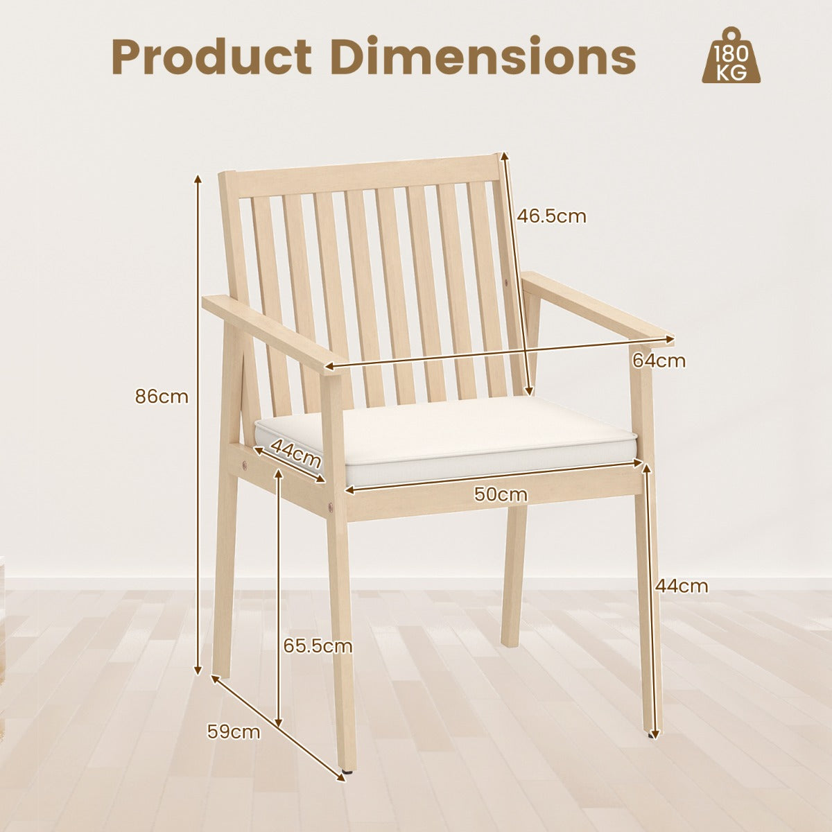 Livsk costway set van 2 tuinstoelen outdoor stoelen van acaciahout met afneembaar gestoffeerd kussen 1 1