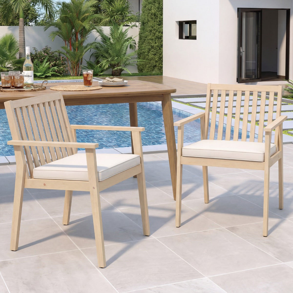 Livsk costway set van 2 tuinstoelen outdoor stoelen van acaciahout met afneembaar gestoffeerd kussen 5