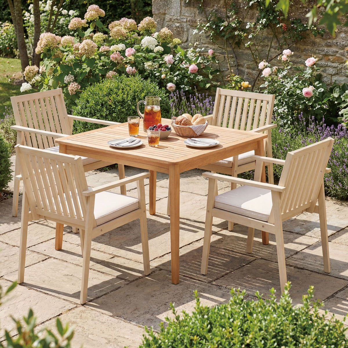 Livsk costway set van 2 tuinstoelen outdoor stoelen van acaciahout met afneembaar gestoffeerd kussen 6