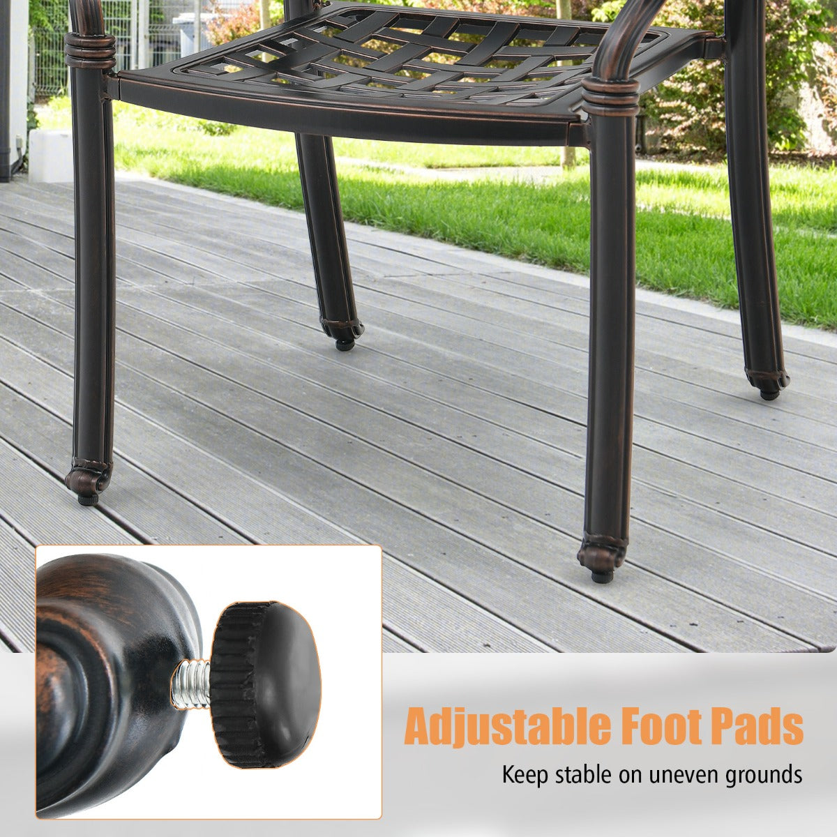 LIVSK Tuinstoelen - Gegoten Aluminium - Ergonomisch Ontwerp - Stapelbaar - Draagvermogen 165 kg - Brons
