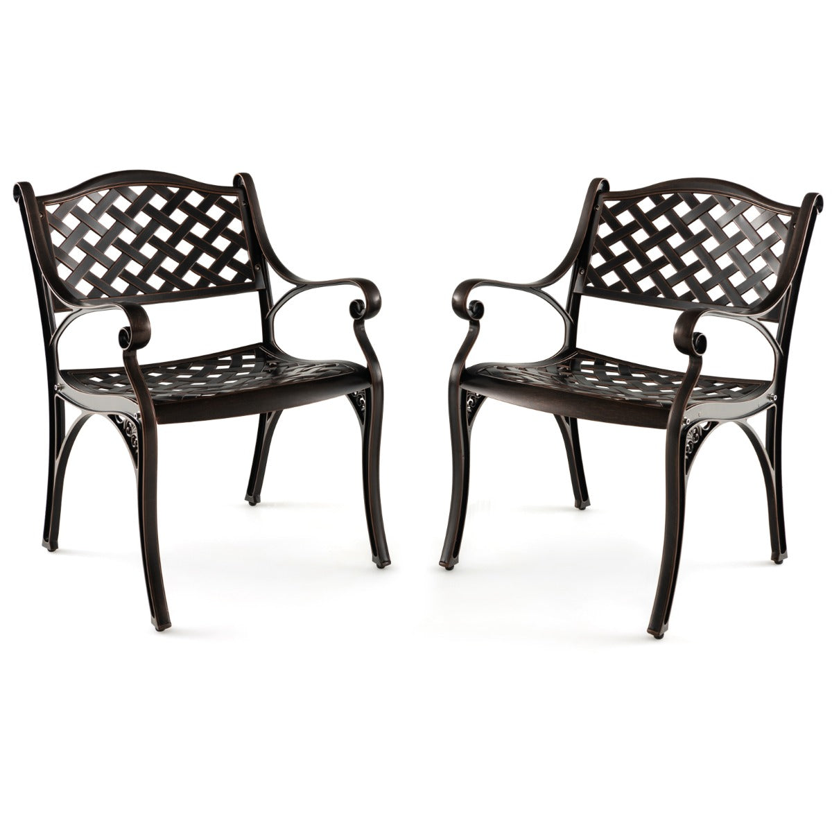 LIVSK Weerbestendige Terrasstoelen van Gegoten Aluminium - Ergonomische Ondersteuning - Verstelbare Voetkussens - Vintage Brons