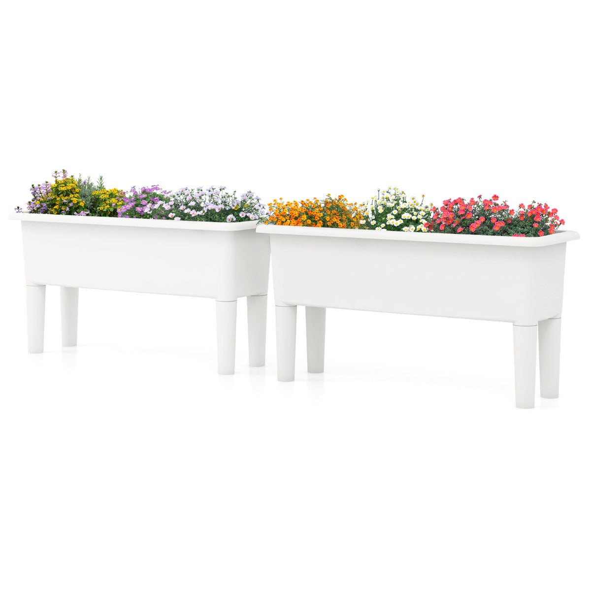 LIVSK Zelfwatergevende Verhoogde Plantenbakken - 29L Inhoud - Afneembare Poten - Weerbestendig PP - 80 x 30 x 40 cm - Wit