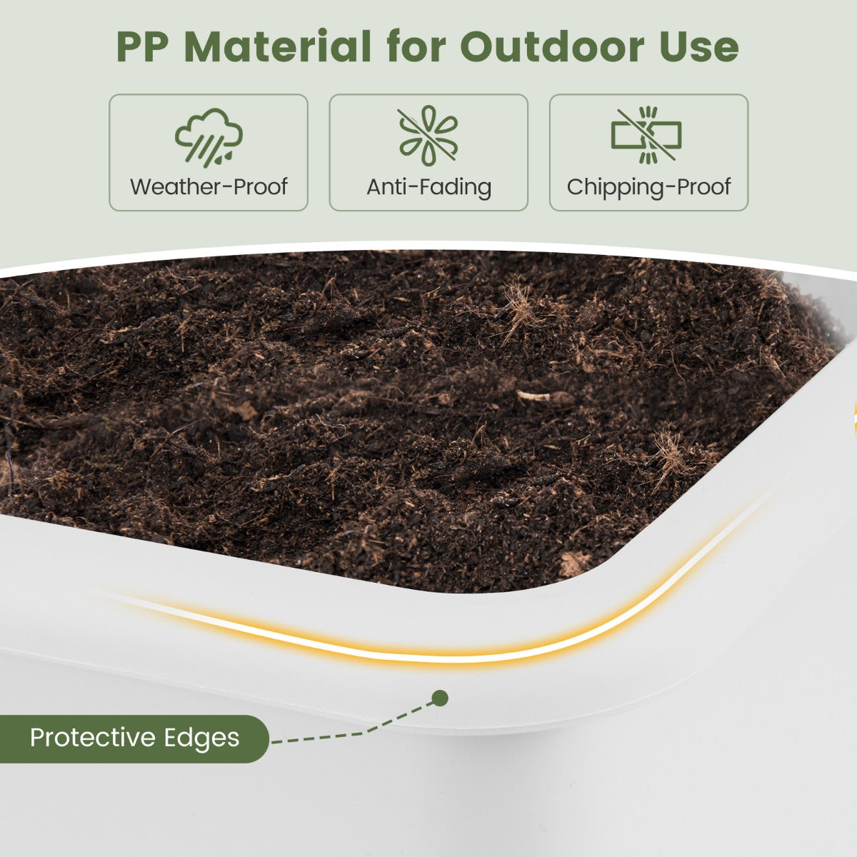 LIVSK Zelfwatergevende Verhoogde Plantenbakken - 29L Inhoud - Afneembare Poten - Weerbestendig PP - 80 x 30 x 40 cm - Wit