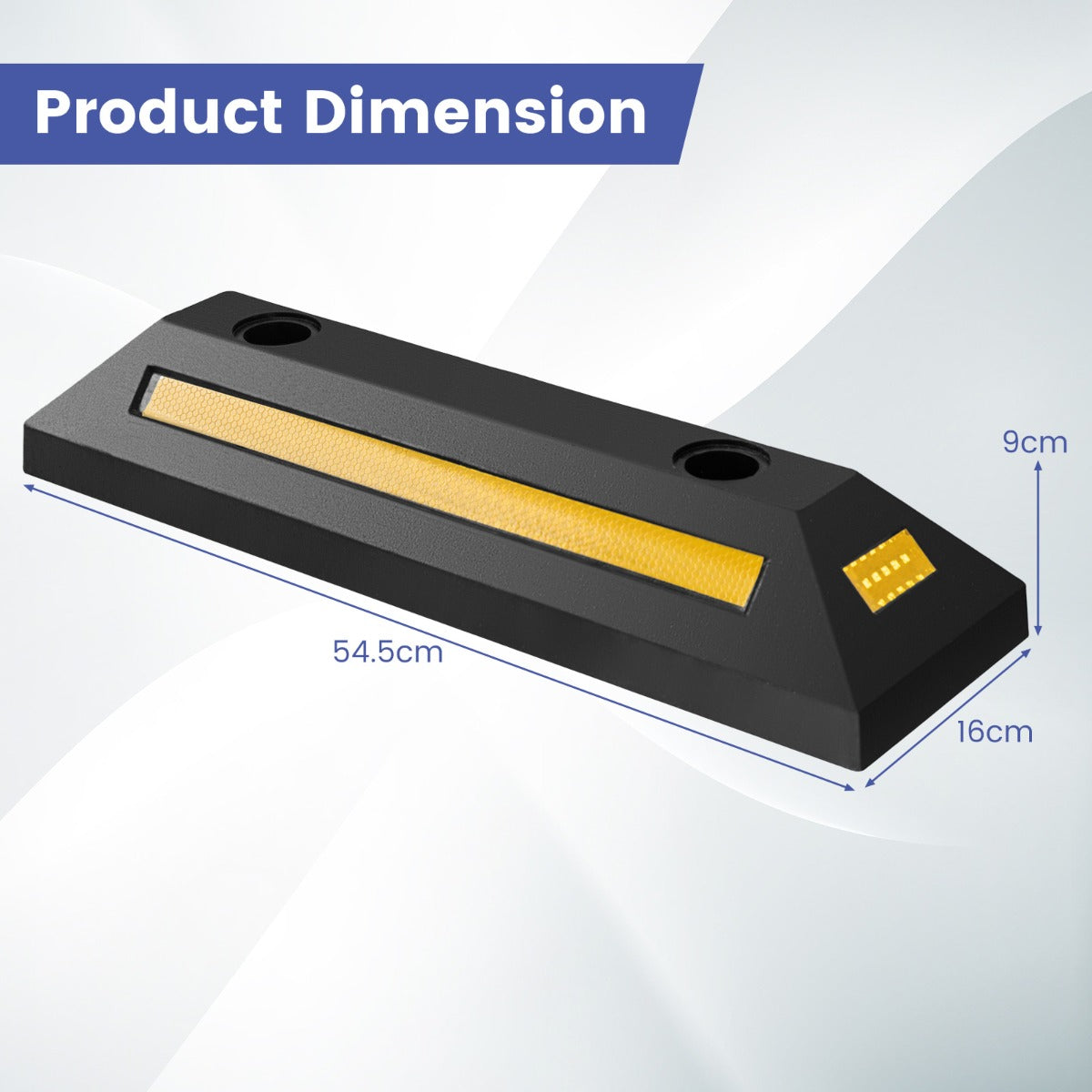 LIVSK Parkeerbumper - Duurzaam Rubber - Versterkte Basis - Reflecterende Strip - Laadvermogen 4 ton - 54,5 x 16 x 9 cm - Geel +
