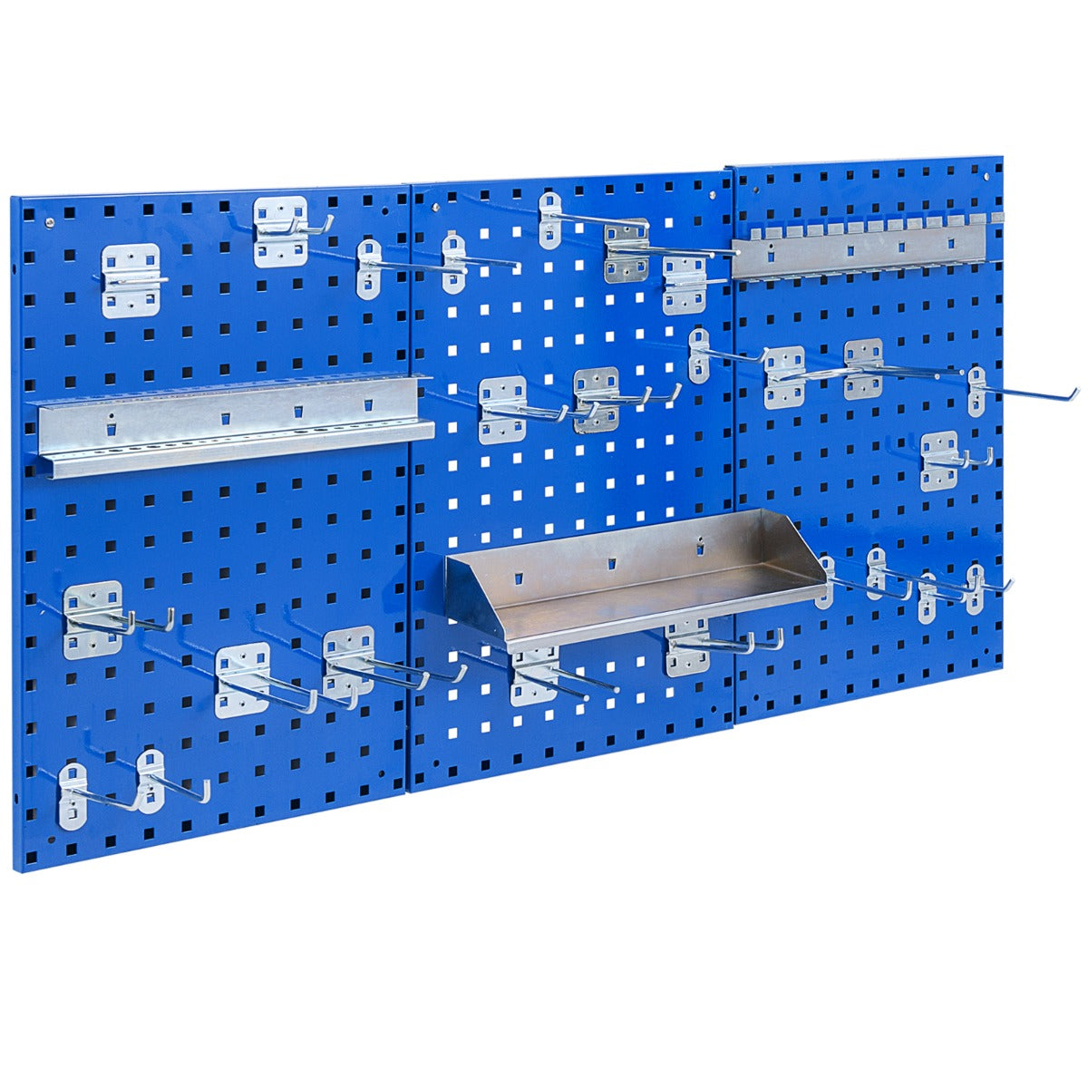 LIVSK Perforatie Wandpaneel Pakket van 3 - 28 Ophangaccessoires - Sterk Metaal - Eenvoudige Wandmontage - Zwart/Navy blauw