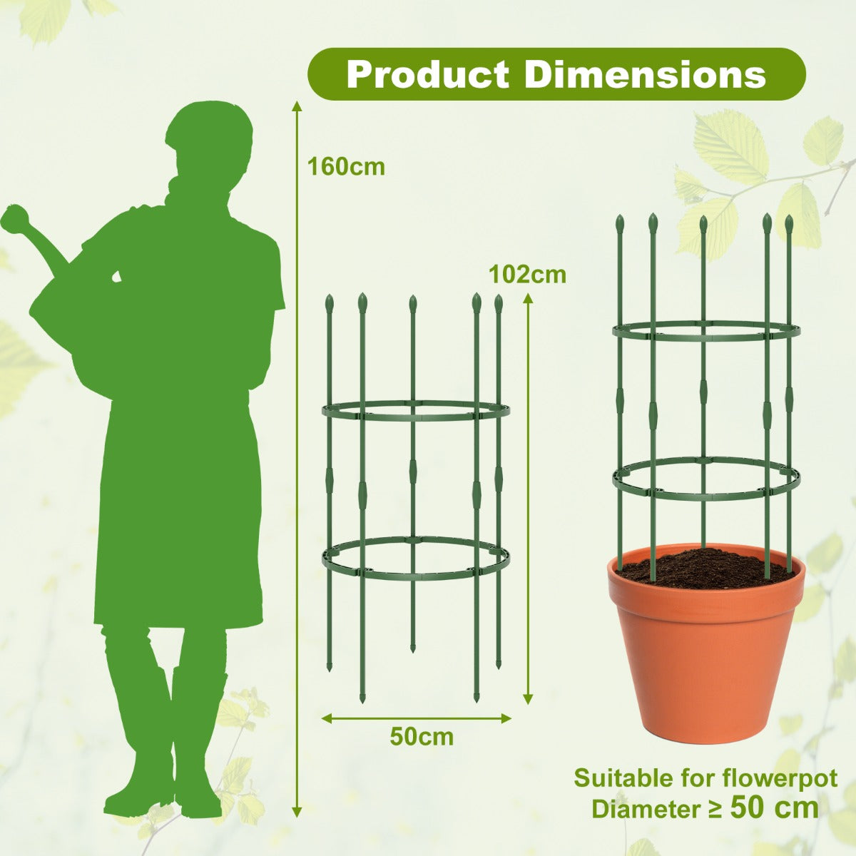 LIVSK Tuinprieeltjes Set - Verstelbaar voor Klimplanten - Roestbestendig - Eenvoudige Installatie - 50 x 102 cm - Groen