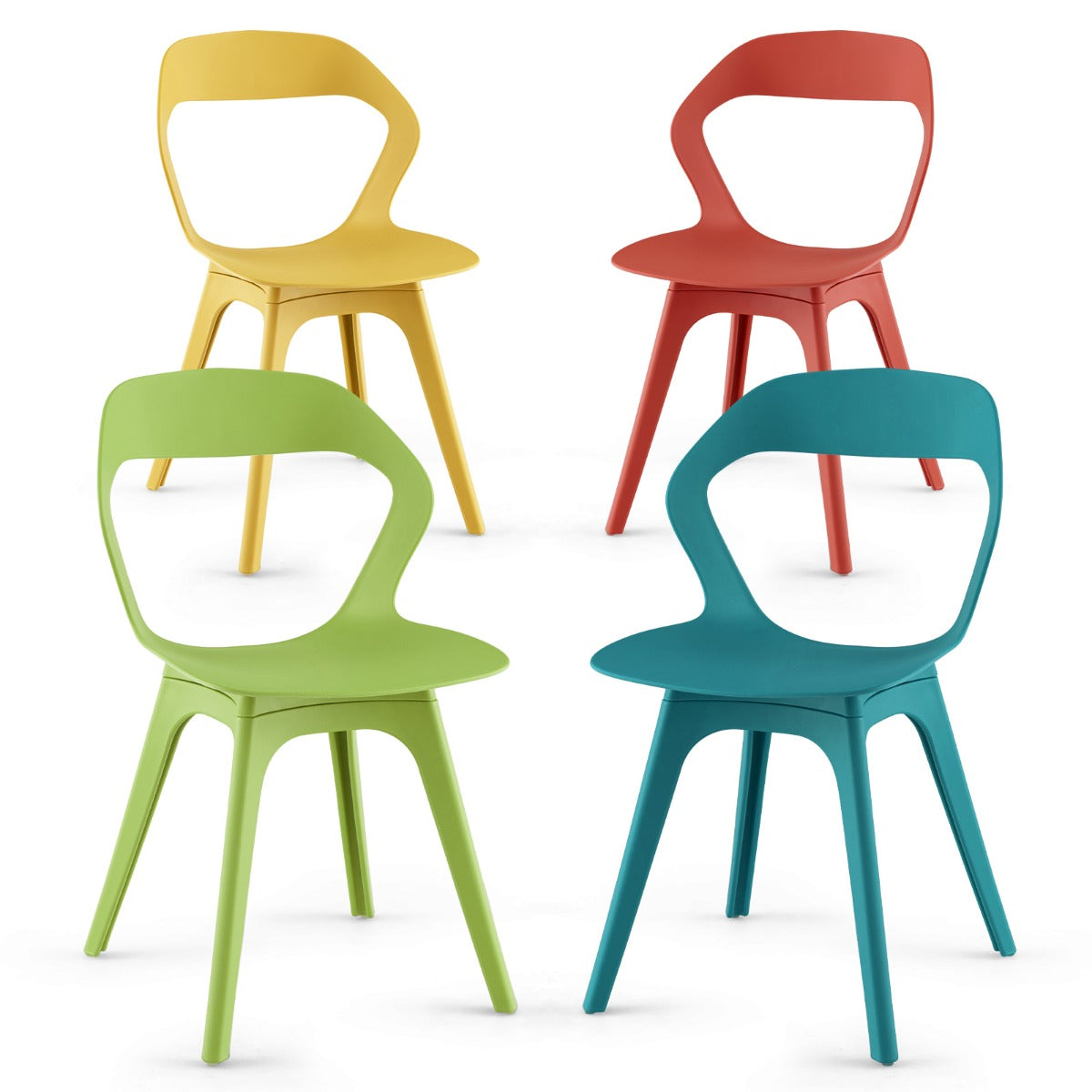 Livsk costway set van 4 eetkamerstoelen keukenstoel met gebogen rugleuning moderne eetkamerstoelen van pp 4 stoelen voor keuken kleurrijk 1 1