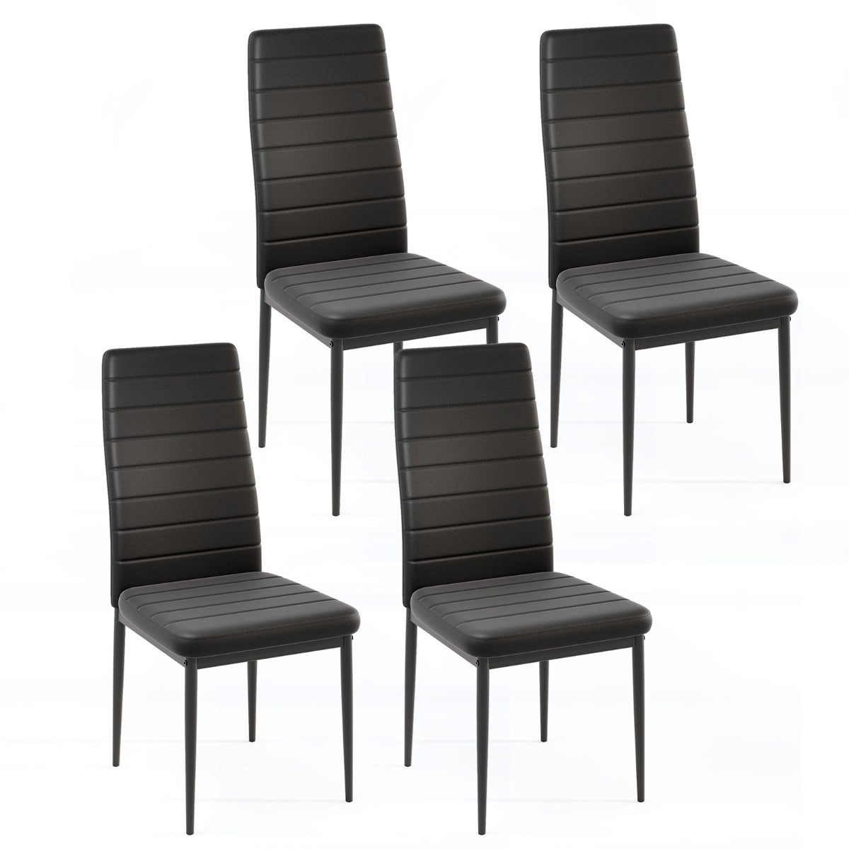 LIVSK Moderne Eetkamerstoelen - Hoogwaardig Imitatieleer - Comfortabele Sponsvulling - Stevig Frame tot 150 kg - Zwart