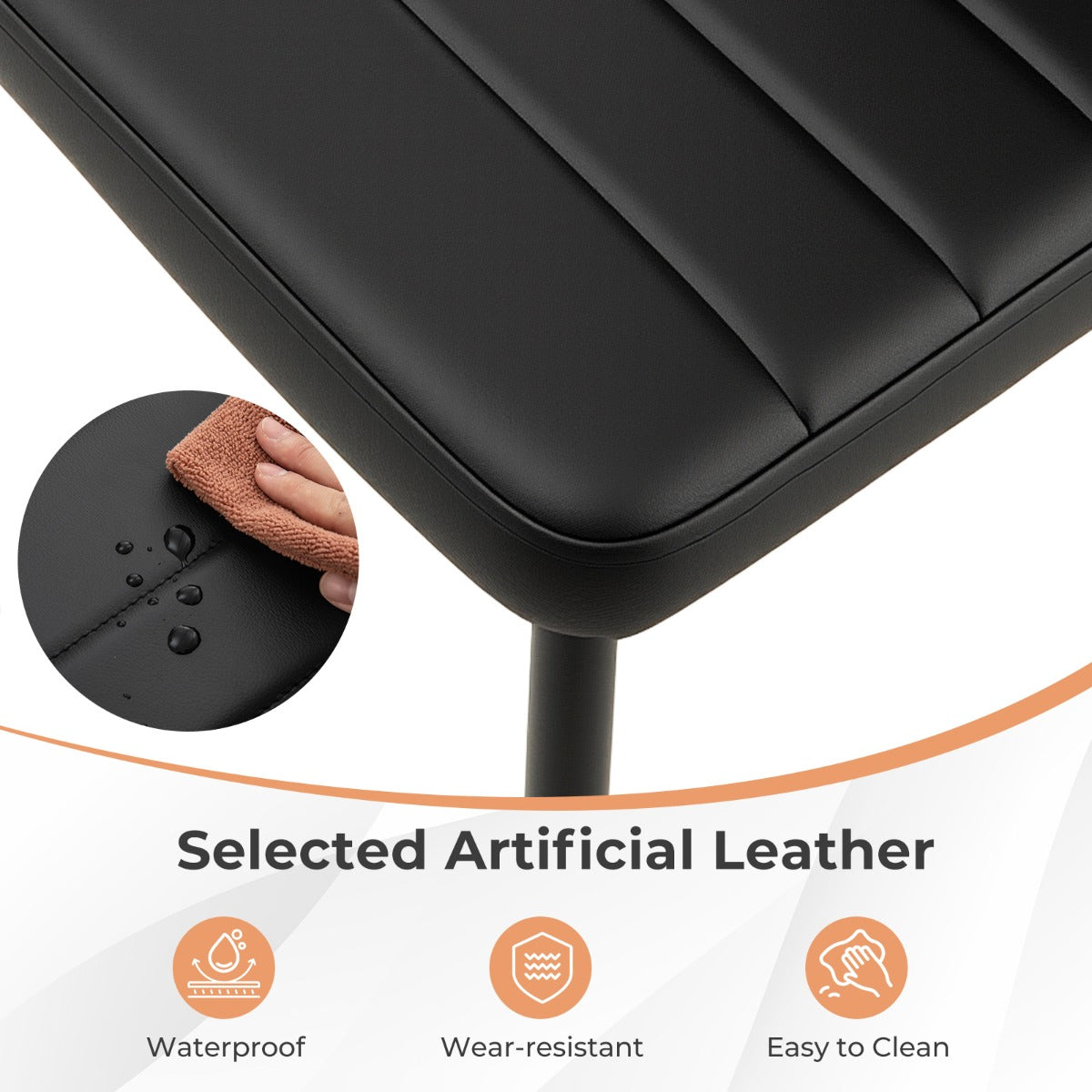 LIVSK Moderne Eetkamerstoelen - Hoogwaardig Imitatieleer - Comfortabele Sponsvulling - Stevig Frame tot 150 kg - Zwart