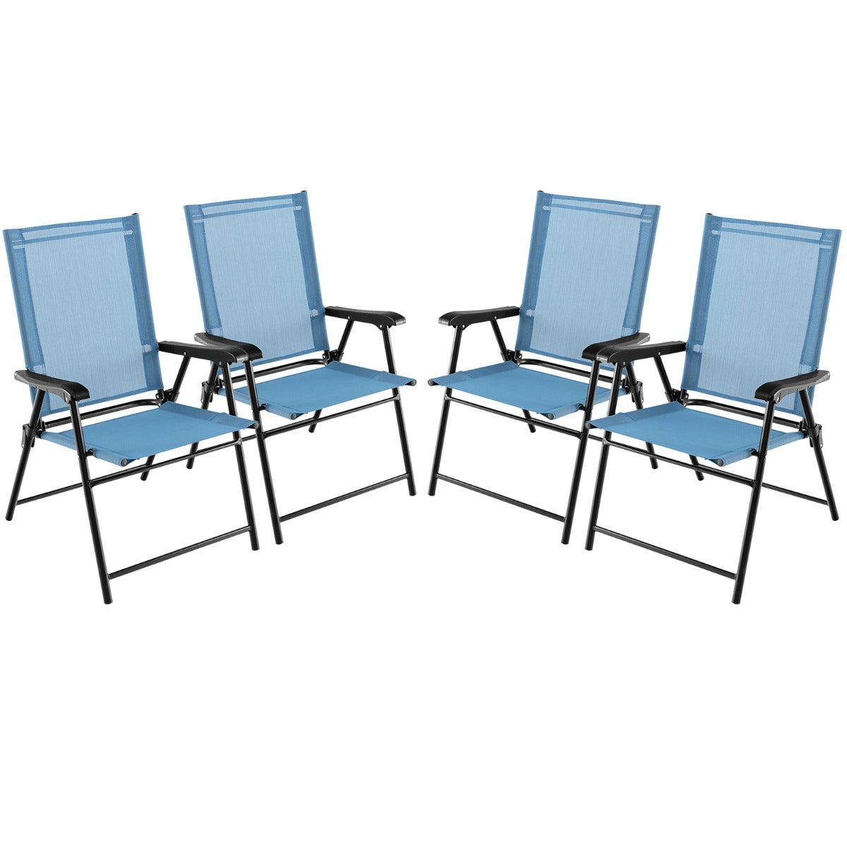 LIVSK Opvouwbare Terrasstoelen - Draagbaar & Stevig Metaal - Ademend & Ergonomisch - Set van 4 - Tot 150 kg - Blauw