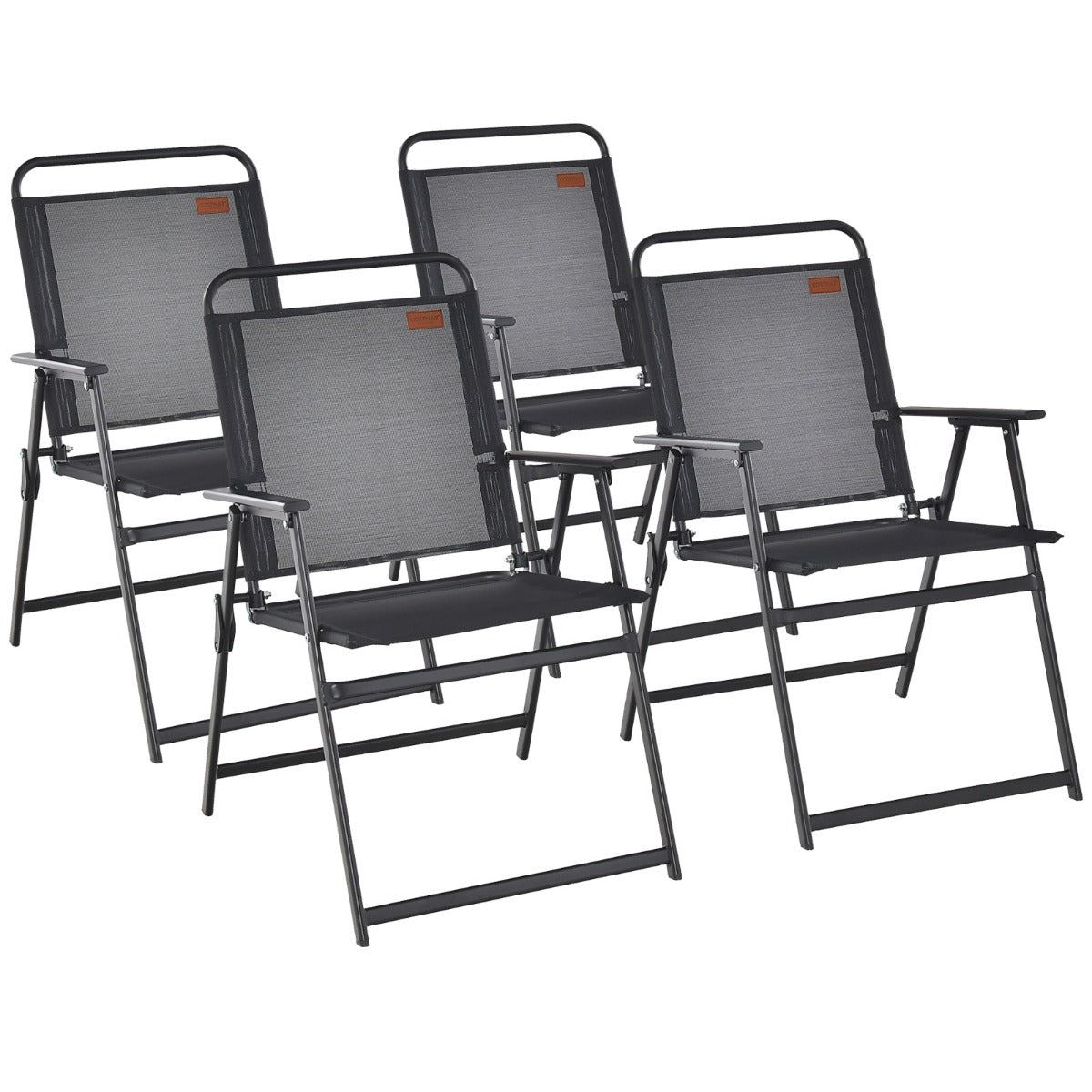 LIVSK Ergonomische Klapstoelen Set van 4 - Comfortabele Rugleuning en Armleuningen - Inklapbaar en Lichtgewicht - Zwart