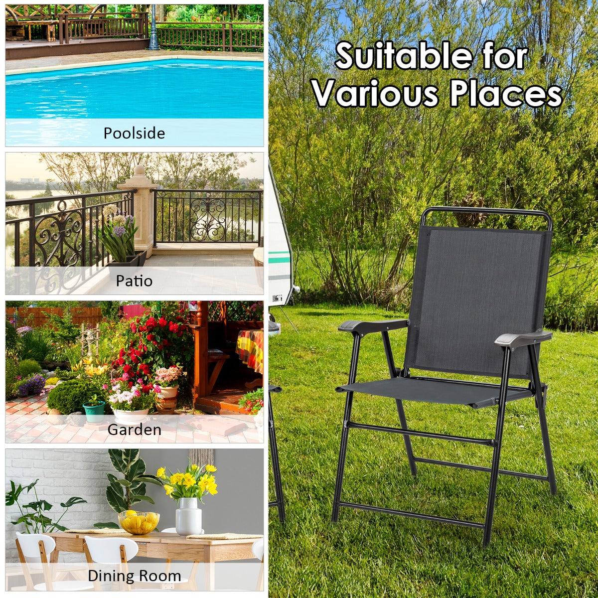 LIVSK Opvouwbare Tuinstoelen Set - Robuust Metalen Frame - Ademend - Antislip - Tot 150 kg - Grijs