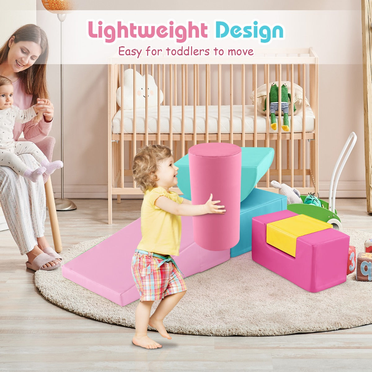 LIVSK 6-delige Zachte Klim- en Ontdekset - EPE Schuim - Waterdichte PU Hoes - Lichtgewicht - Voor Kinderen 1-3 Jaar - Veelkleurig