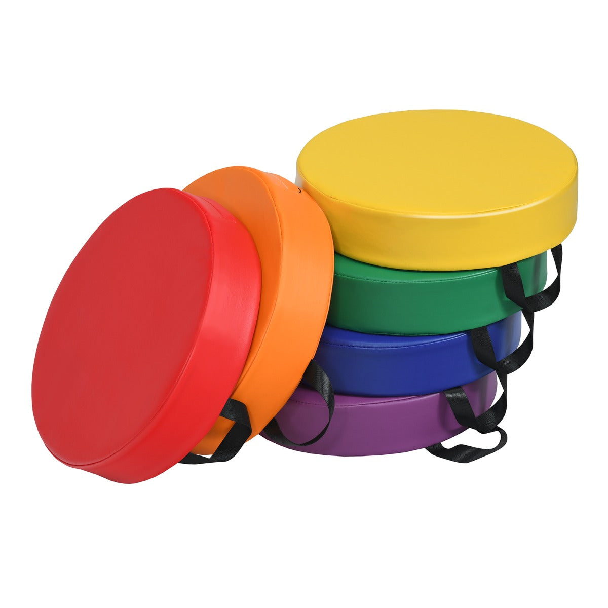 LIVSK Set van 6 Meerkleurige Schuimrubberen Vloerkussens - Waterdicht en Slijtvast - Ergonomische Handgreep - 38 cm - Meerkleurig