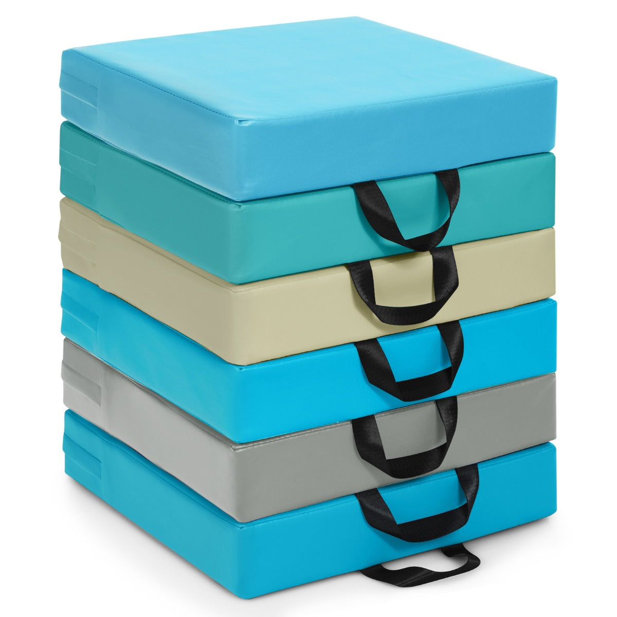 LIVSK Vloerkussens Set van 6 - Niet-giftig PU - Waterafstotend en Slijtvaste Oppervlak - Ergonomische Handgreep - 38 x 38 x 8 cm