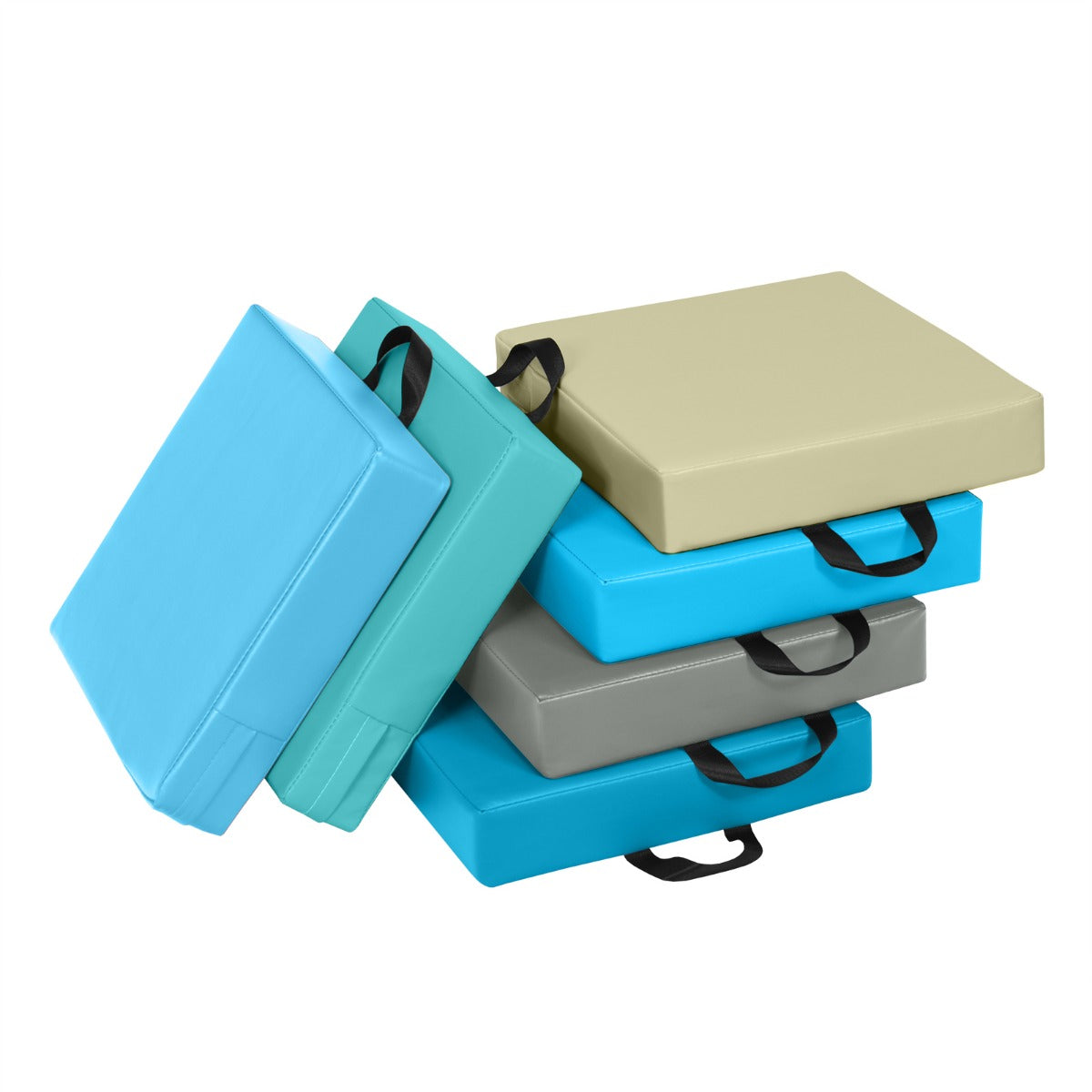 LIVSK Vloerkussens Set van 6 - Niet-giftig PU - Waterafstotend en Slijtvaste Oppervlak - Ergonomische Handgreep - 38 x 38 x 8 cm