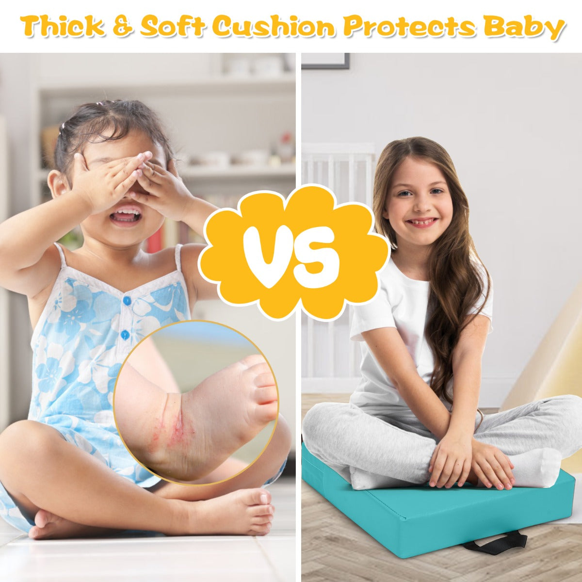 LIVSK Vloerkussens Set van 6 - Niet-giftig PU - Waterafstotend en Slijtvaste Oppervlak - Ergonomische Handgreep - 38 x 38 x 8 cm