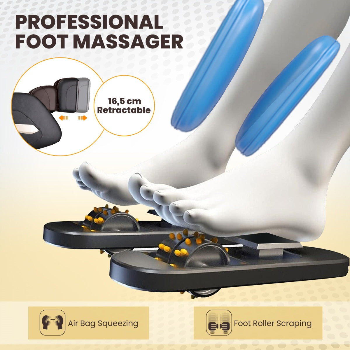 LIVSK Elektrische Massagestoel - 12 Programma's - Bluetooth - Ergonomisch Design - Volledige Lichaamsmassage - Bruin
