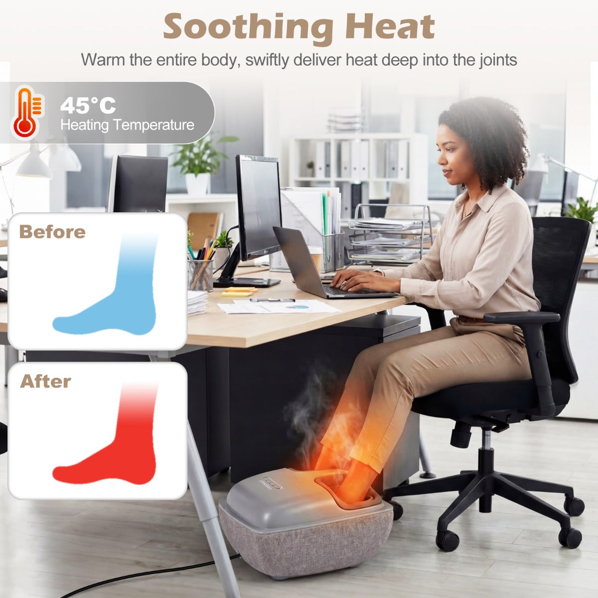 Livsk costway shiatsu voetmassageapparaat met warmte 3 niveaus voor diepe kneedmassage en luchtcompressie 5