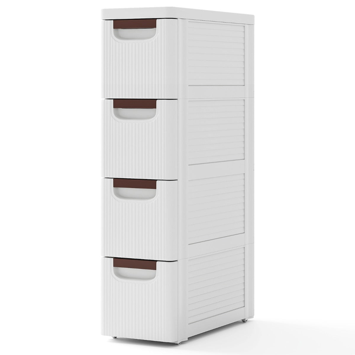 LIVSK Opbergtrolley met 4 Lades - Ingebouwde Wielen - Vuil- en Waterafstotend - Eenvoudige Montage - 42 x 19 x 74 cm - Wit