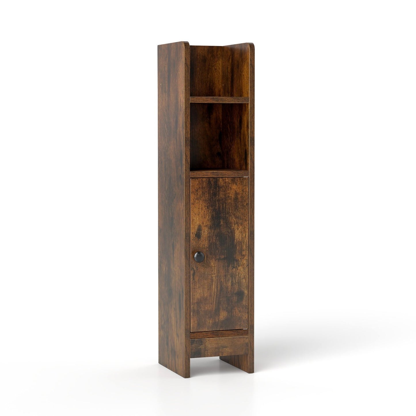 LIVSK Badkamerkast - Compact Ontwerp - 2 Open Planken en Verstelbare Plank - Anti-kantelbescherming - 20 x 18 x 80 cm - Rustiek