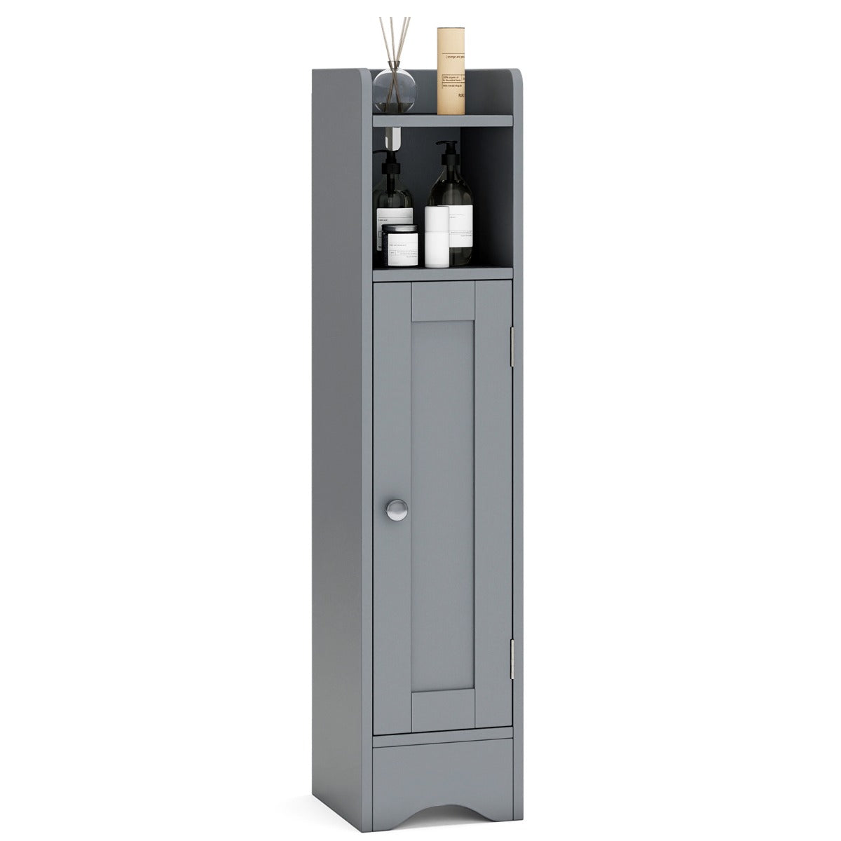 LIVSK Toiletpapierkast met Verstelbare Planken - Smal Design voor Nauwe Hoeken - Stabiel en Veilig - Grijs
