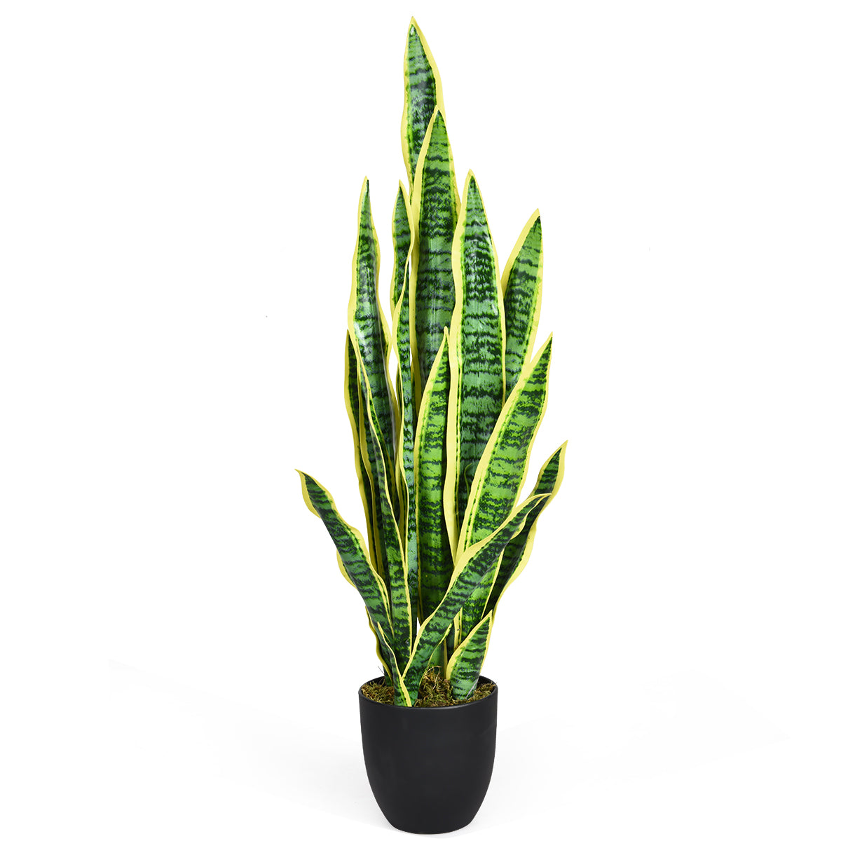LIVSK Sansevieria Slangplant - Realistisch Uiterlijk - Milieuvriendelijk PEVA - Onderhoudsvrij - 90 cm - Groen + Geel