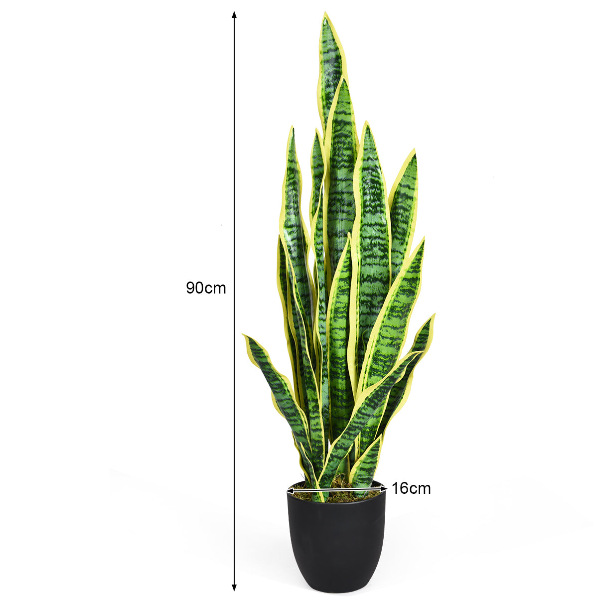 LIVSK Sansevieria Slangplant - Realistisch Uiterlijk - Milieuvriendelijk PEVA - Onderhoudsvrij - 90 cm - Groen + Geel