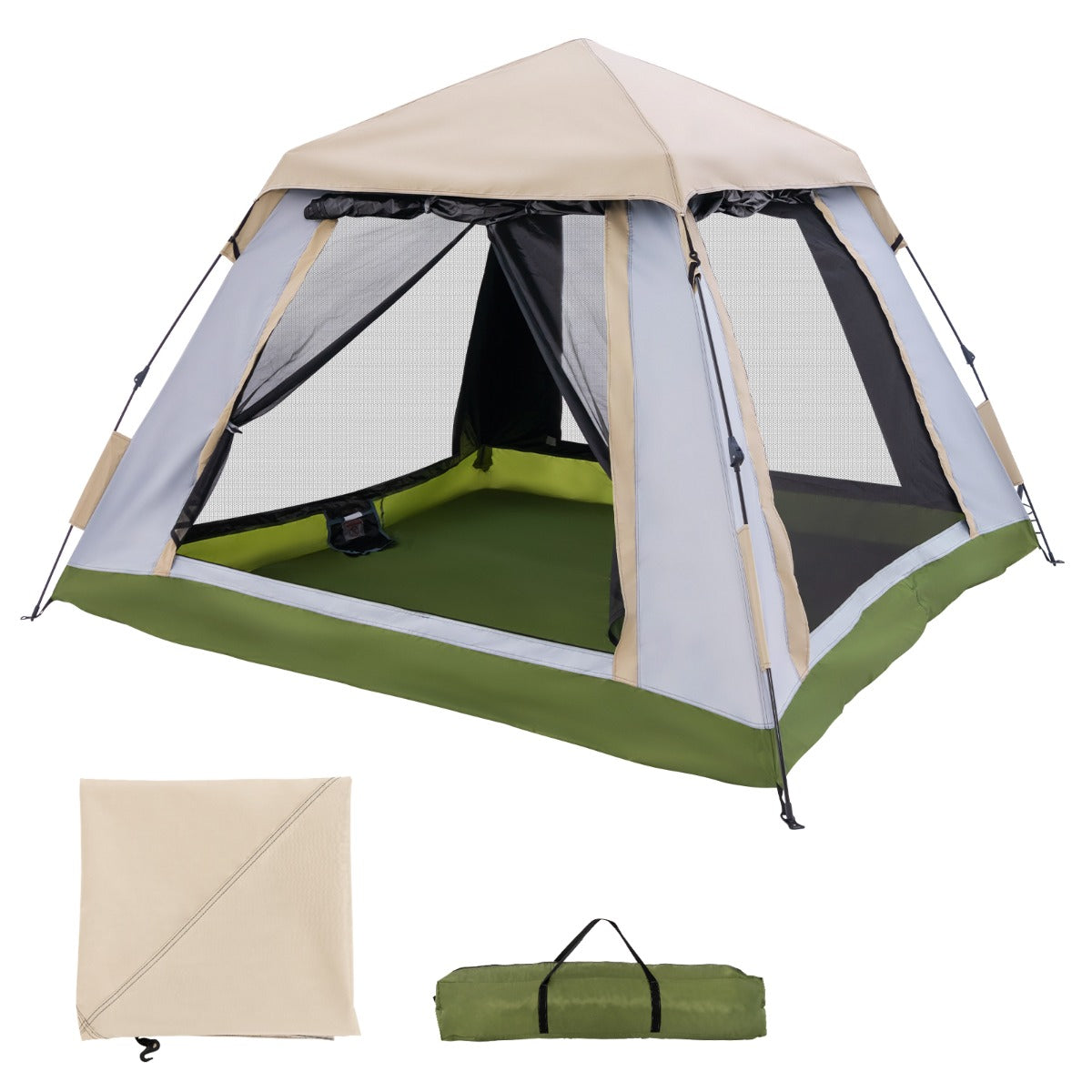 LIVSK Pop-up Tent met Afneembare Luifel - Twee Gaasramen - Twee Deuren– LIVSK