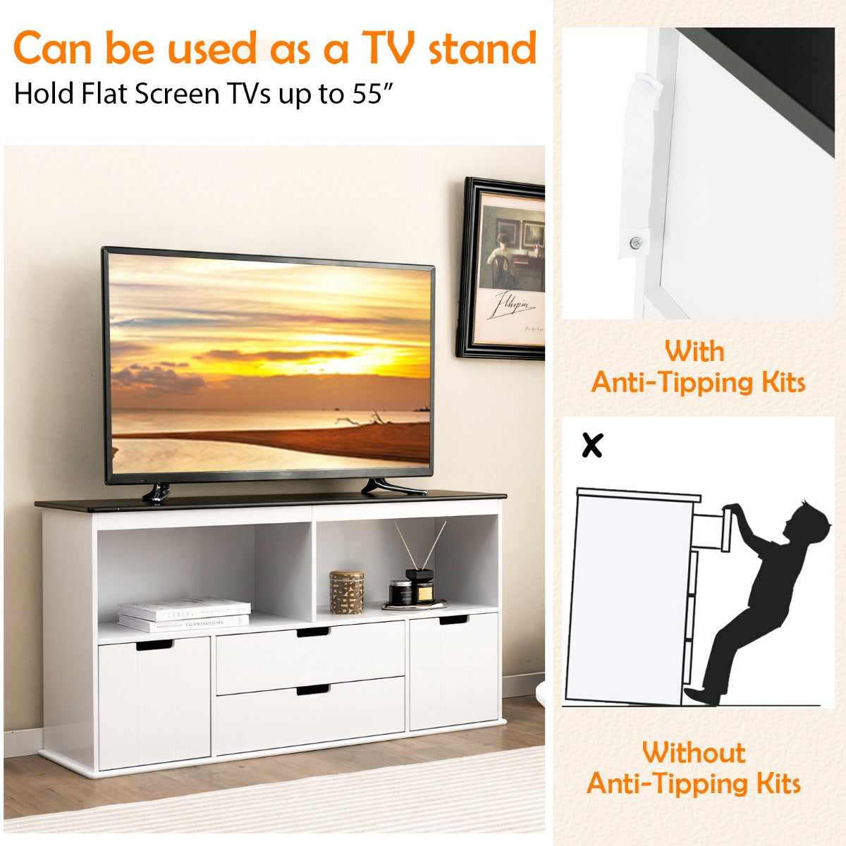 LIVSK Opbergkast voor Kinderen - 3 Laden - Universele Wielen - Duurzaam MDF - Eenvoudig Schoonmaken - Wit