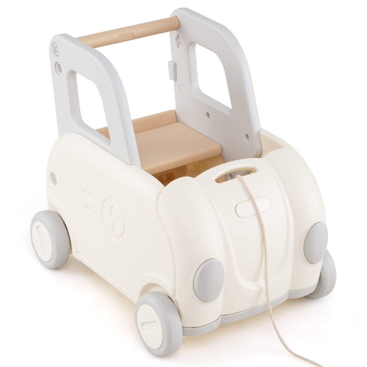 LIVSK Kinderloopwagen - Opvouwbare Zitting - Trekkoord 70 cm - Veilig HDPE - Voor 18-36 maanden - Wit