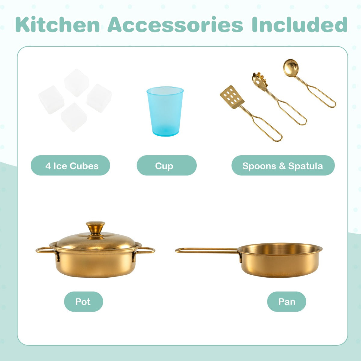 Livsk costway speelkeuken om mee te spelen keukenspeelset voor peuters met bord 82 x 24 x 80 cm groen 3