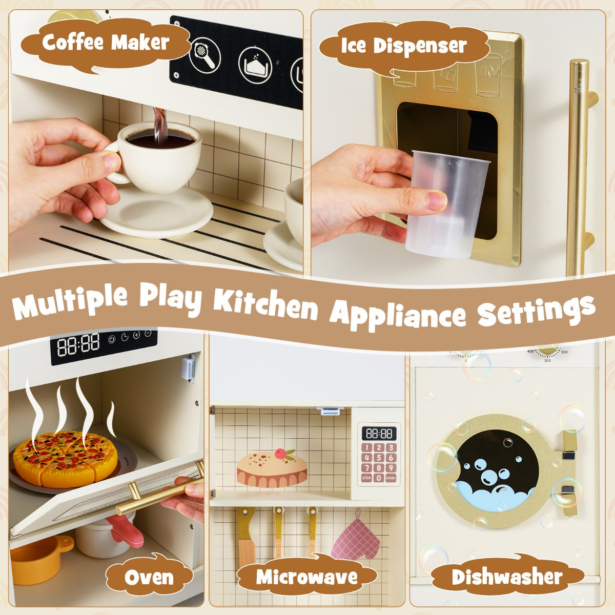 Livsk costway speelkeuken voor kinderen compleet met 14 accessoires 5
