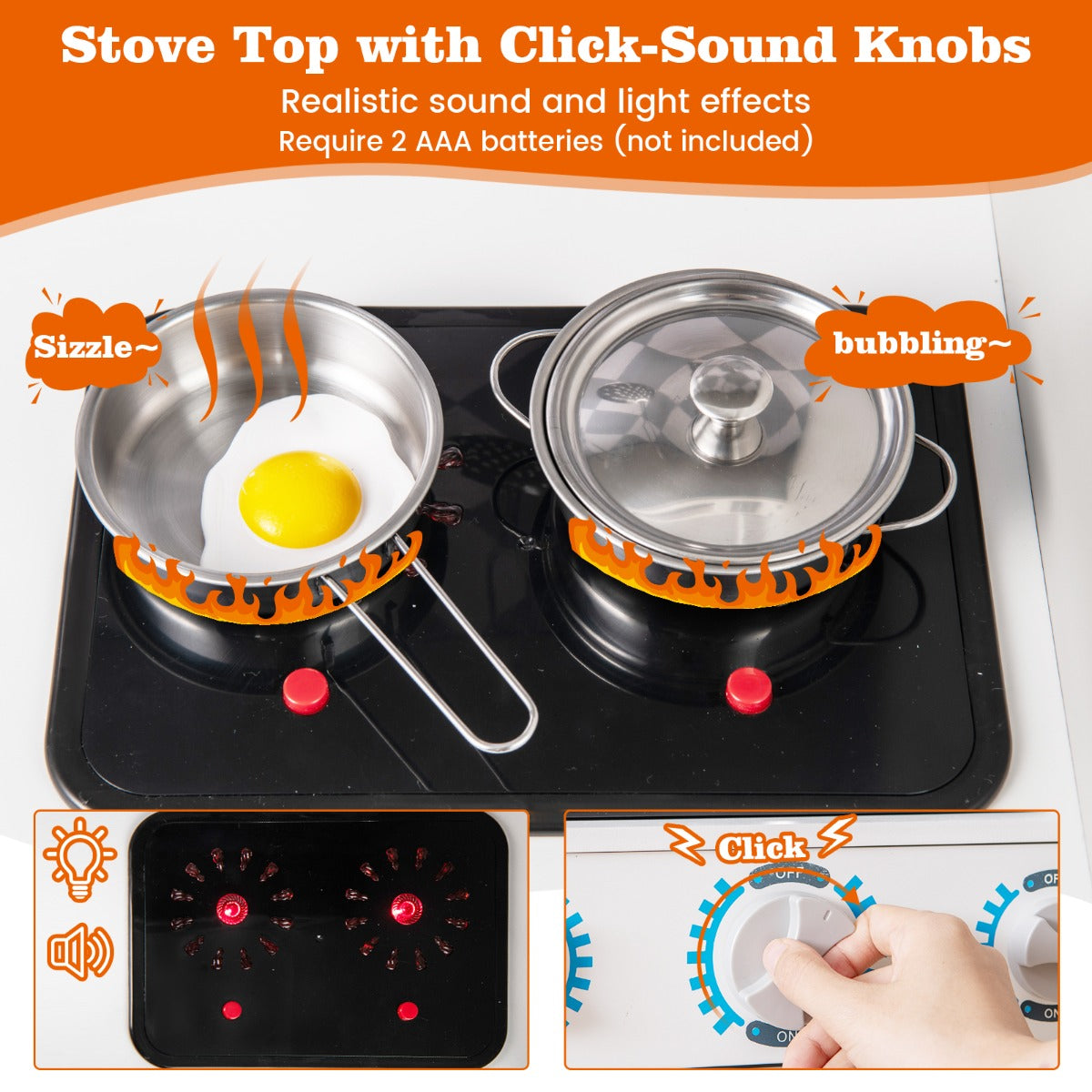 LIVSK Houten Speelkeuken voor Kinderen - Gootsteen, Oven, Magnetron, Ijsmaker - Met Geluidseffecten - Wit