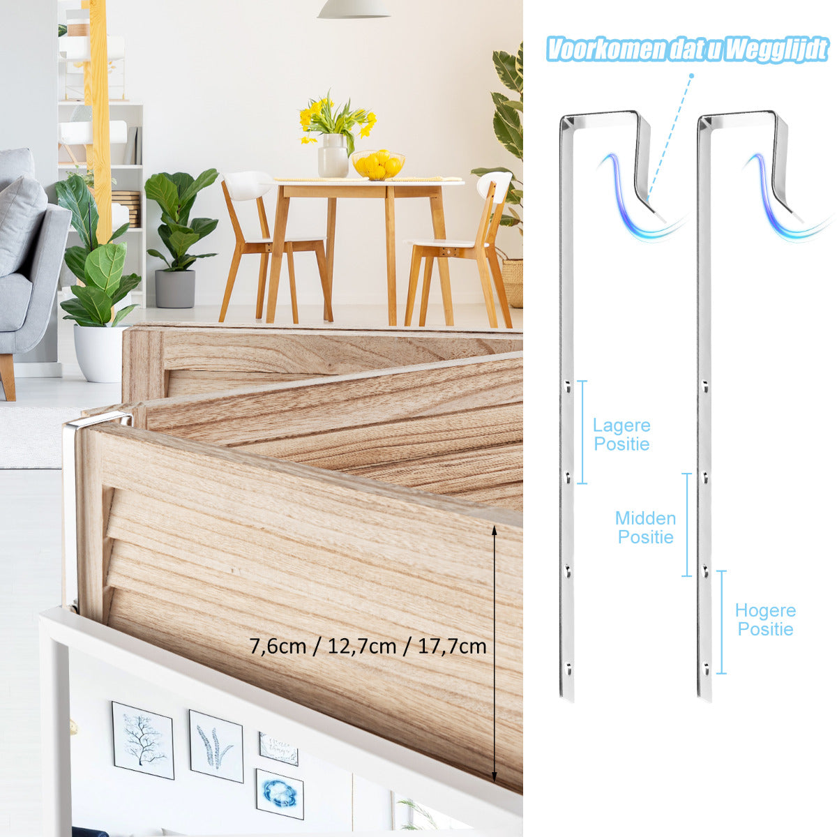 LIVSK Verstelbare Volledige Lengte Spiegel - Wand/Deur - HD Onbreekbaar Glas - Modern IJzeren Frame - 107 x 36,5 cm - Wit