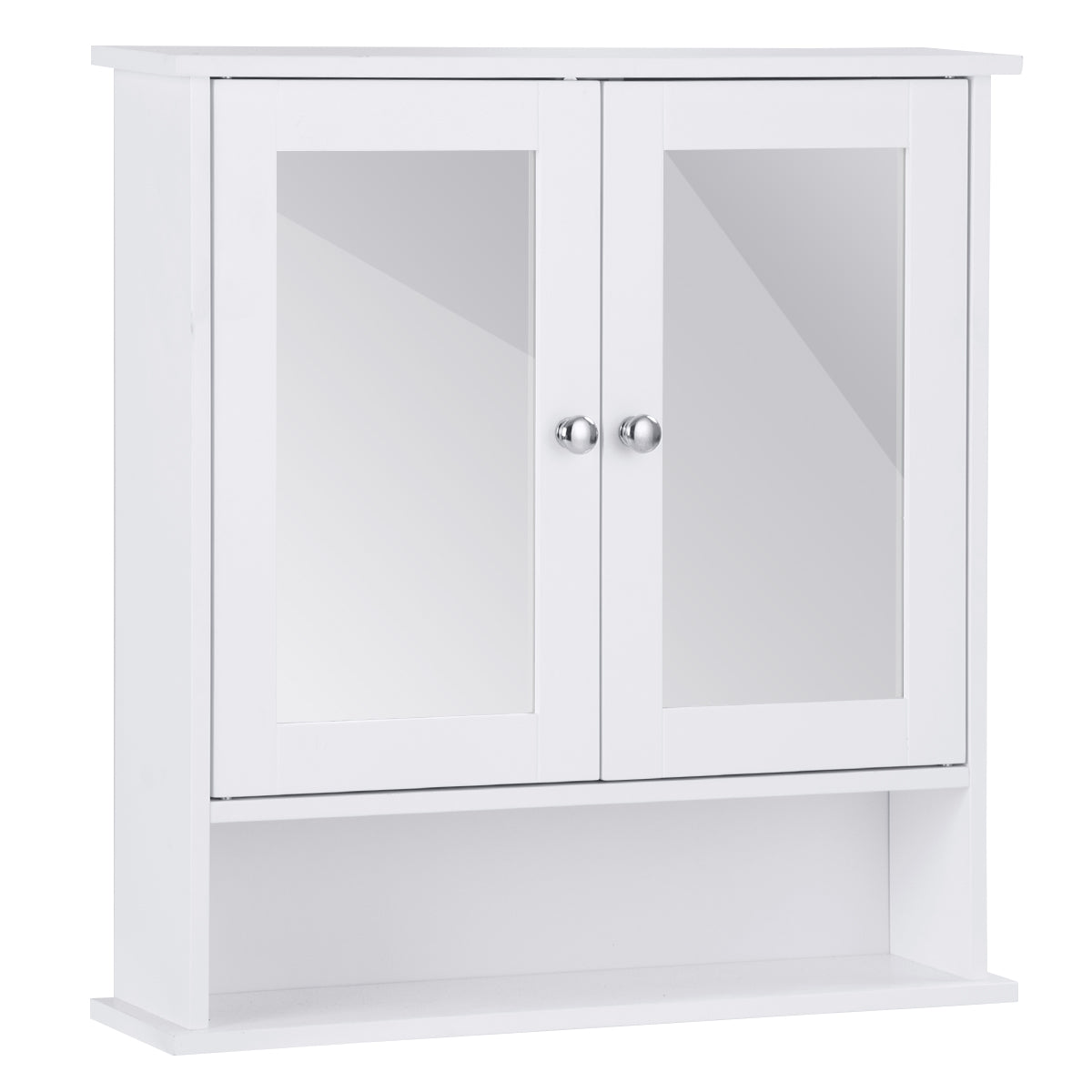 LIVSK Wandkast met Spiegels - Verstelbare Plank - Magnetische Deurvangers - Ruimtebesparend - 56 x 13 x 58 cm - Wit